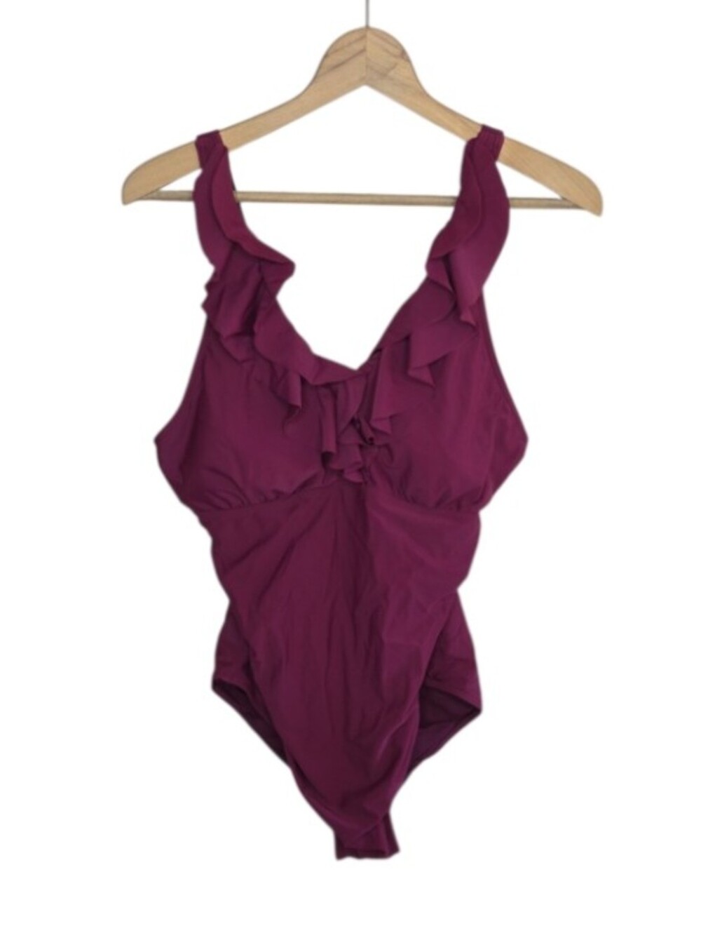 Holipick Burgundy Ruffled One Piece Swimsuit Size Large